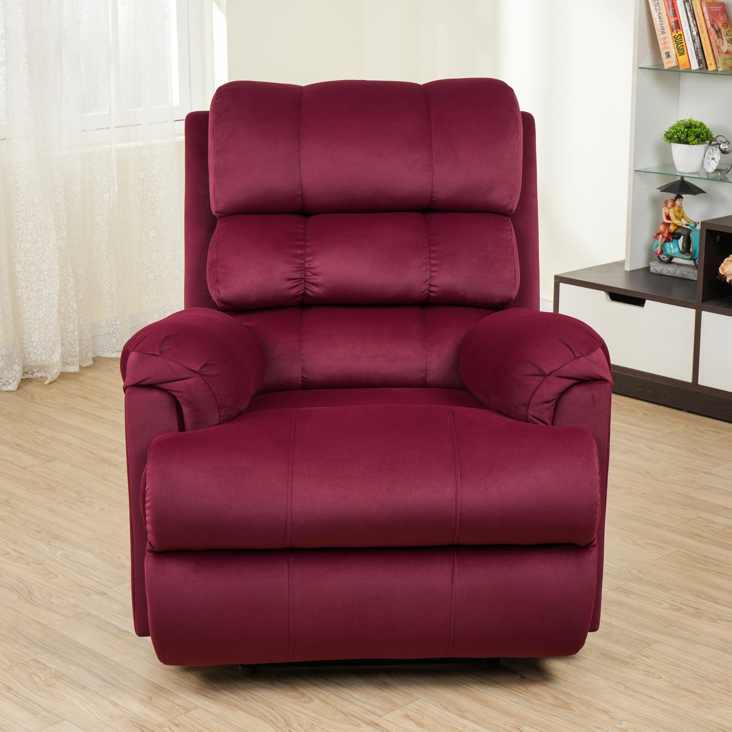 SOLIS ROYALE- THE DESIRED COMFORT Leather Recliner 1 Seater Sofa Chair | Hush Puffy Recliner Sofa for Head Support and Leg Relaxation | Motorized Recliner Lounge Chairs (1 Year Warranty, Maroon)