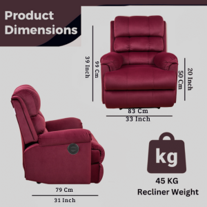 Amnet Premium Leatherette Recliner 1 Year Warranty |1 Seater Sofa Chair | Manual Recliner (Cherry,DIY)