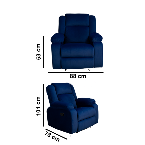 Fabric Recliner 1 Seater Sofa Chair for Living Room Home Office | Classy Calm Manual Recliner Lounge Chairs (