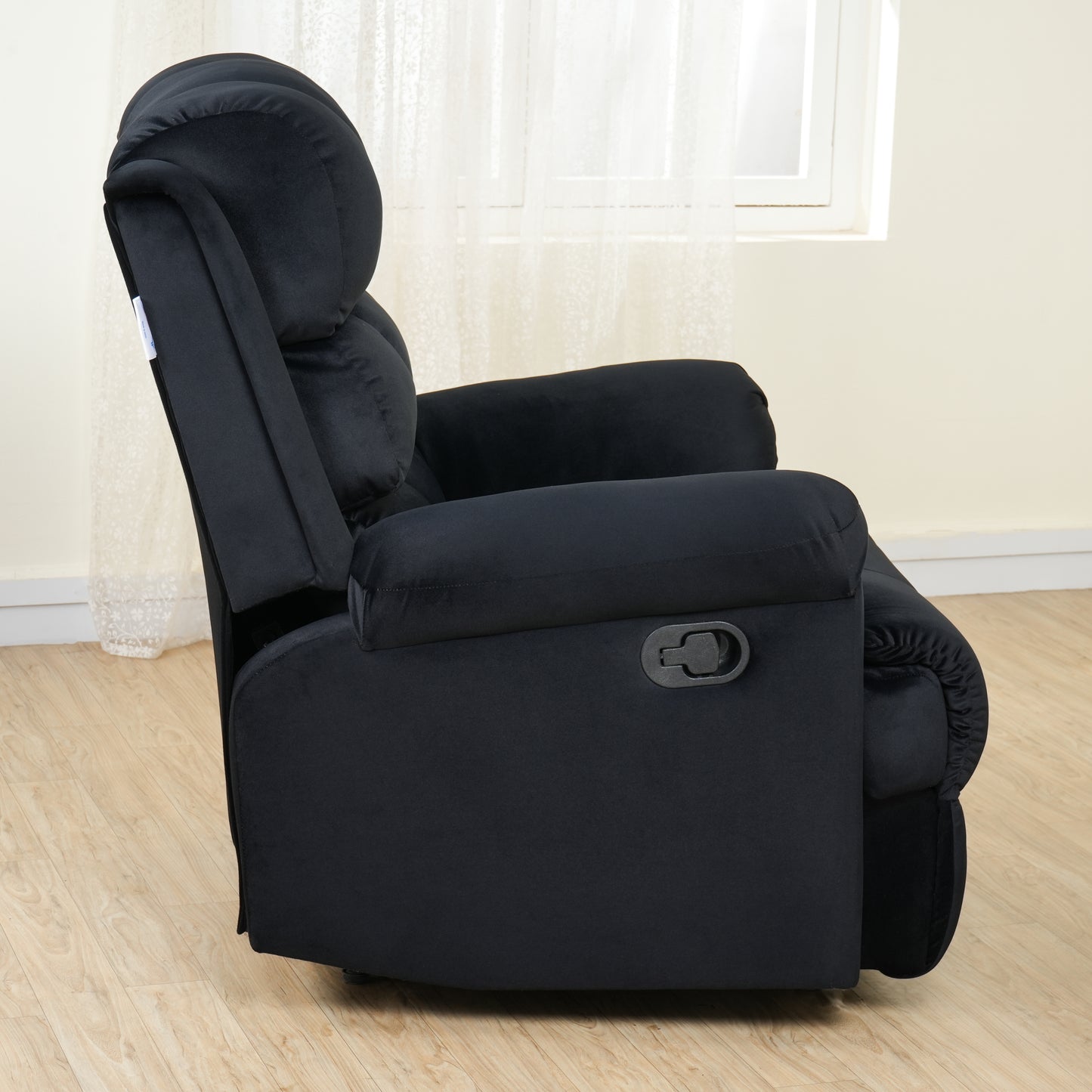 Recliner 1 Seater Sofa Chair | Hush Puffy Rocking & Revolving Manual Recliner Sofa for Head Support and Leg Relaxation