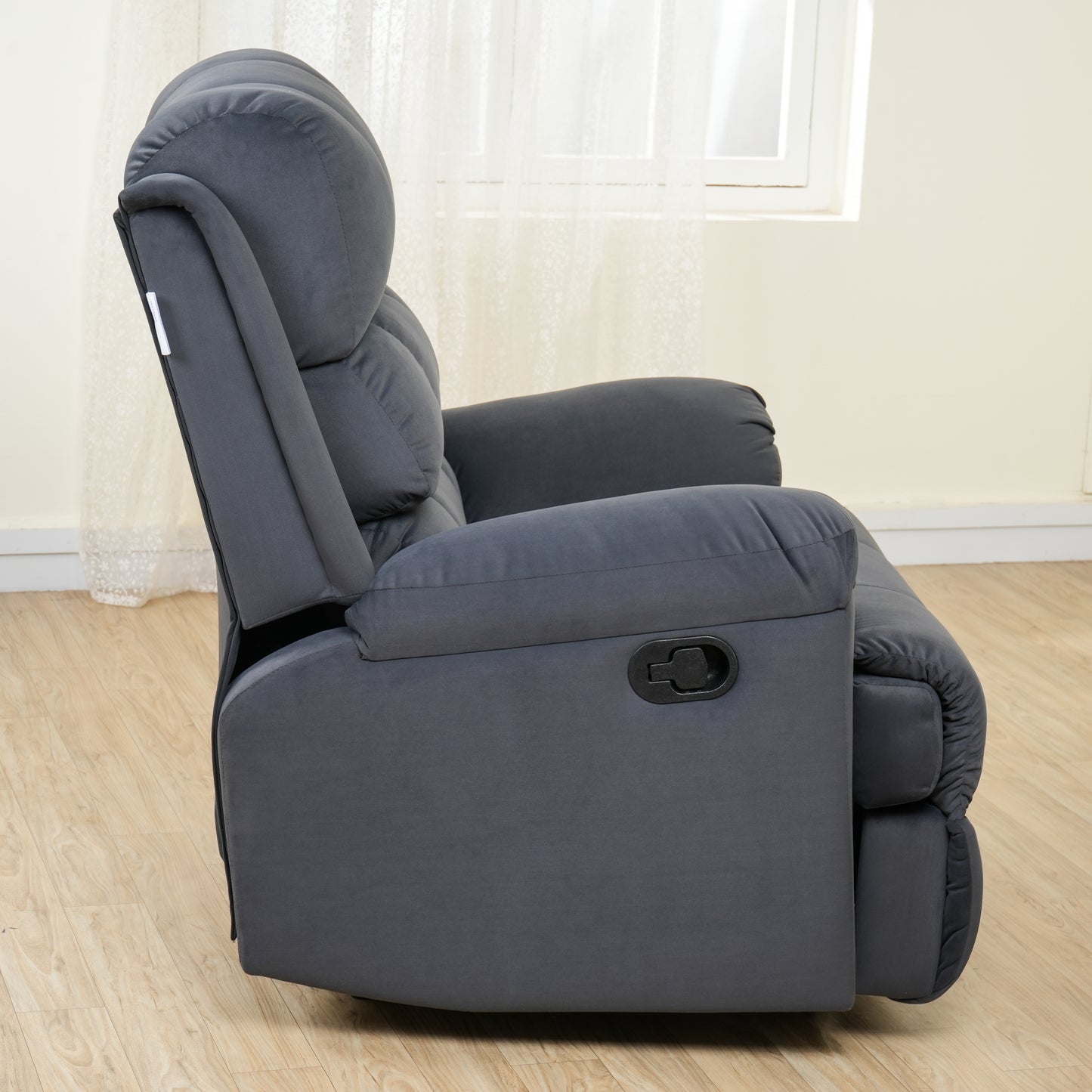 SOLIS ROYALE- THE DESIRED COMFORT Fabric Recliner 1 Seater Sofa Chair | Hush Puffy Recliner Sofa for Head Support and Leg Relaxation | Manual Recliner Lounge Chairs (1 Year Warranty, Dark Grey)
