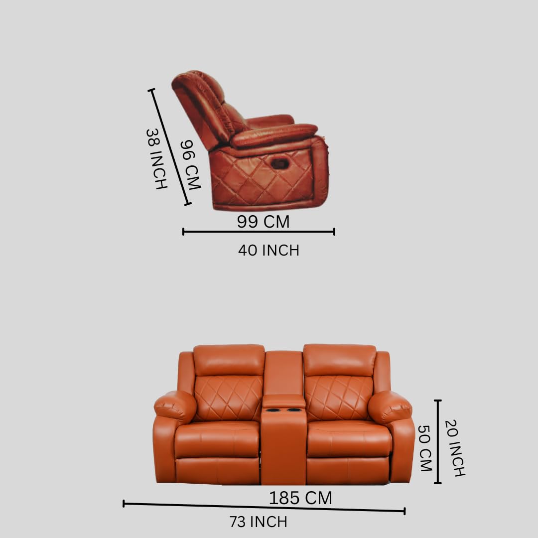 Twin- Modern Relaxyard 2-Person Sofa Manual Fabric Recliner Sofa with Center Console and Cup Holder (Tan, DIY)