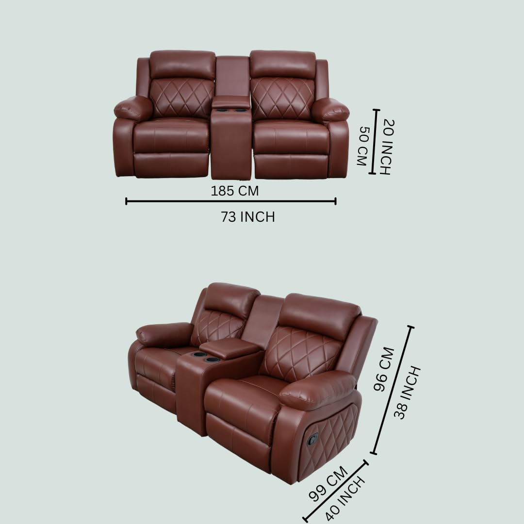 Twin- Modern Sungheaven 2-Person Sofa Manual Fabric Recliner Sofa with Center Console and Cup Holder (Yellow, DIY)
