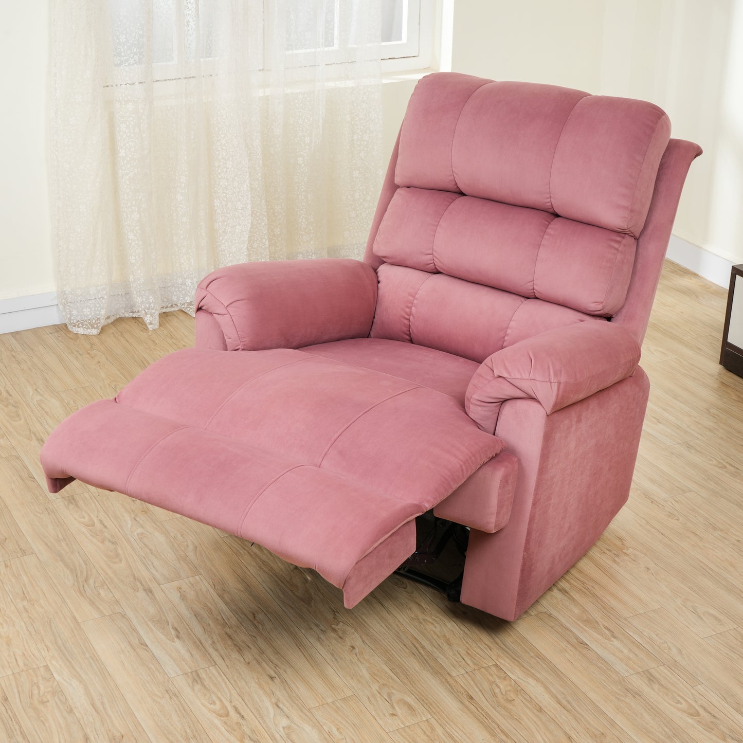 SOLIS ROYALE- THE DESIRED COMFORT Fabric Recliner 1 Seater Sofa Chair | Hush Puffy Recliner Sofa for Head Support and Leg Relaxation | Manual Recliner Lounge Chairs (1 Year Warranty, Dusty Mauve)