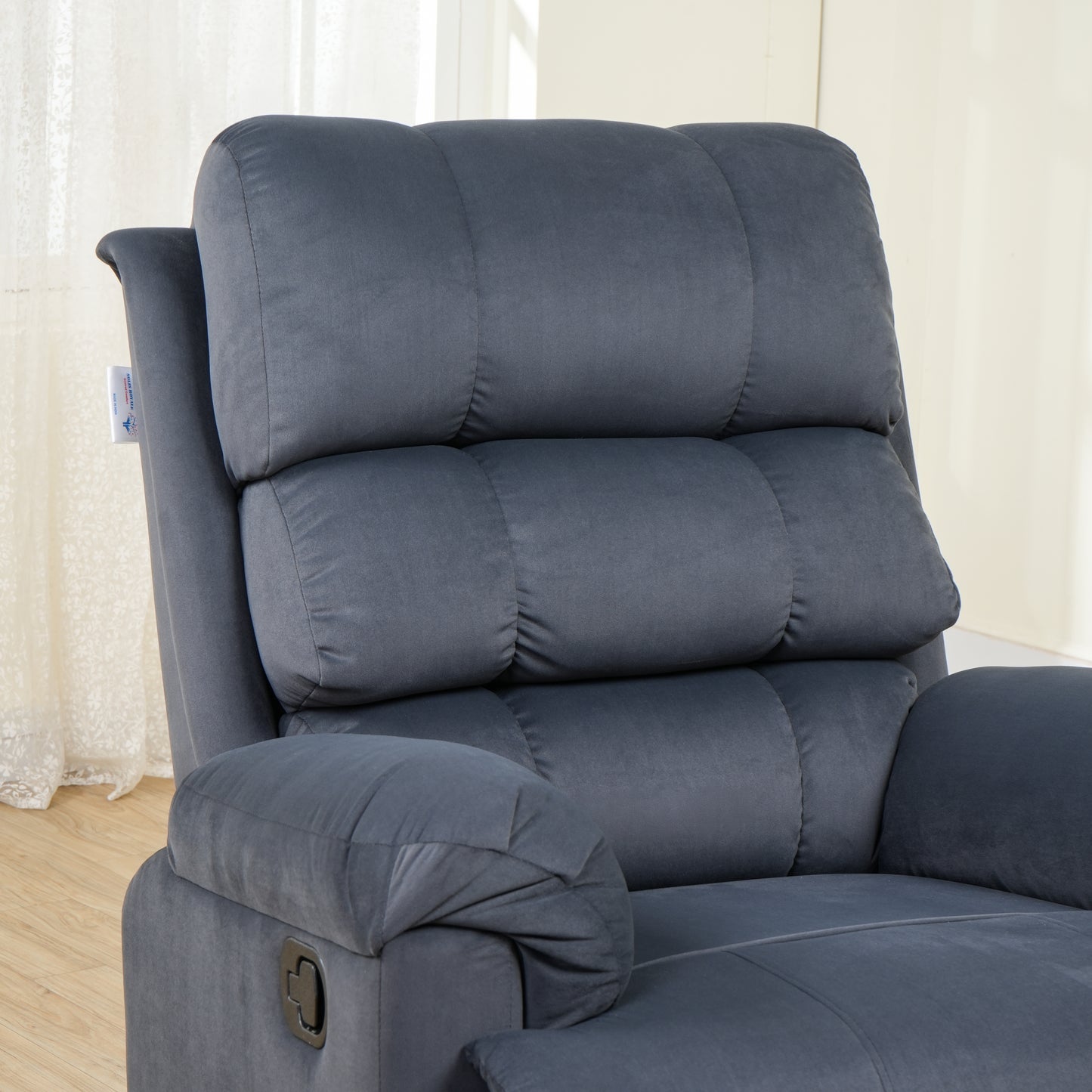 SOLIS ROYALE- THE DESIRED COMFORT Fabric Recliner 1 Seater Sofa Chair | Hush Puffy Recliner Sofa for Head Support and Leg Relaxation | Manual Recliner Lounge Chairs (1 Year Warranty, Dark Grey)