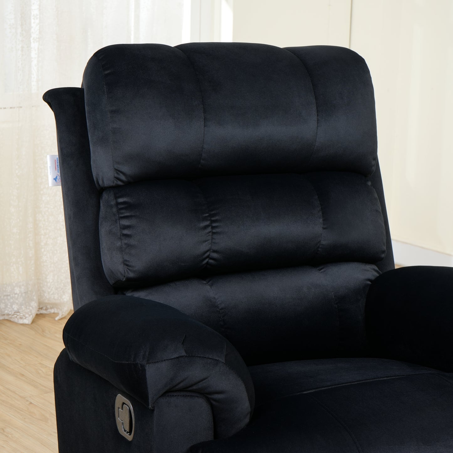 SOLIS ROYALE- THE DESIRED COMFORT Fabric Recliner 1 Seater Sofa Chair | Hush Puffy Recliner Sofa for Head Support and Leg Relaxation | Manual Recliner Lounge Chairs (1 Year Warranty, Black)