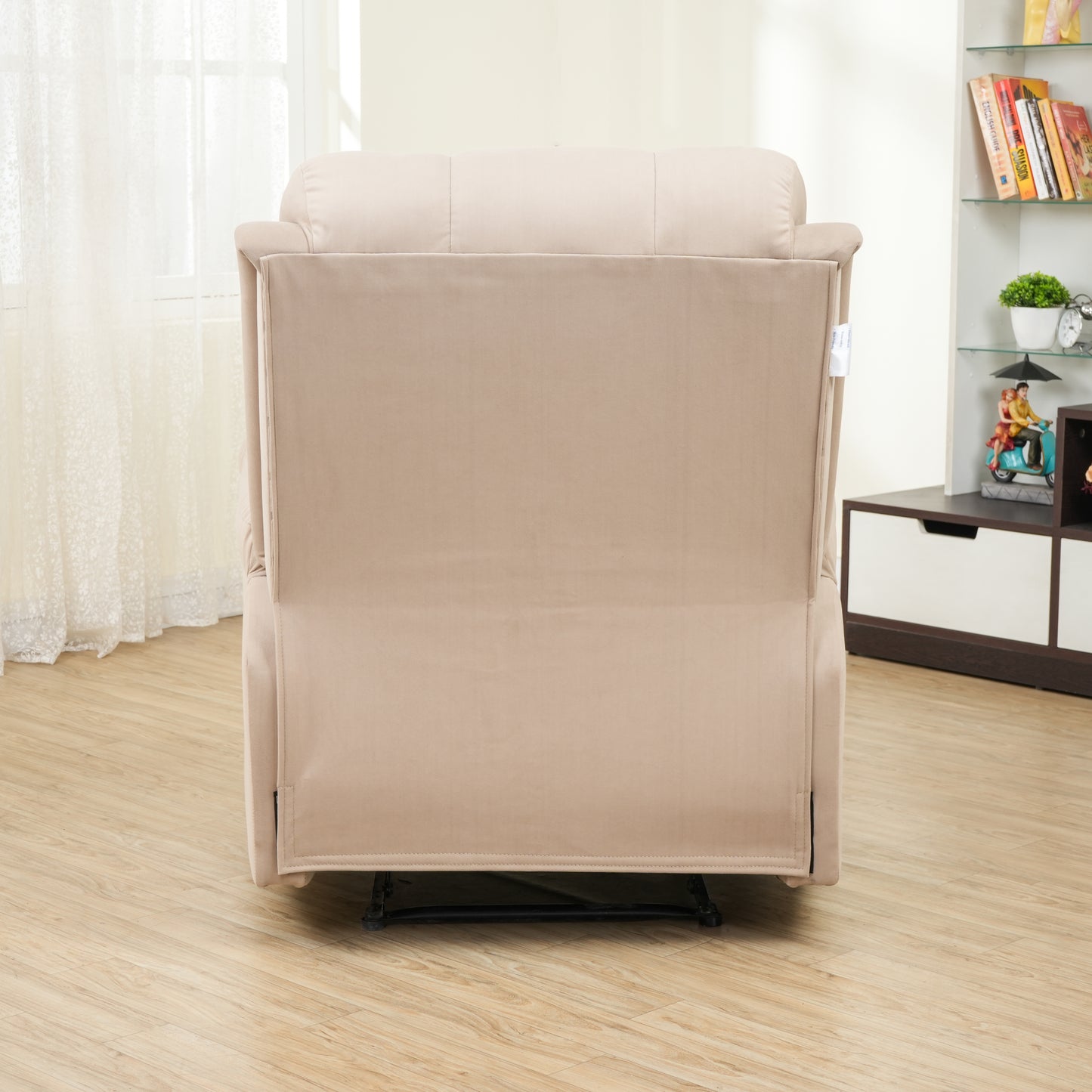 SOLIS ROYALE- THE DESIRED COMFORT Fabric Recliner 1 Seater Sofa Chair | Hush Puffy Recliner Sofa for Head Support and Leg Relaxation | Motorized Recliner Lounge Chairs (1 Year Warranty, Cream)