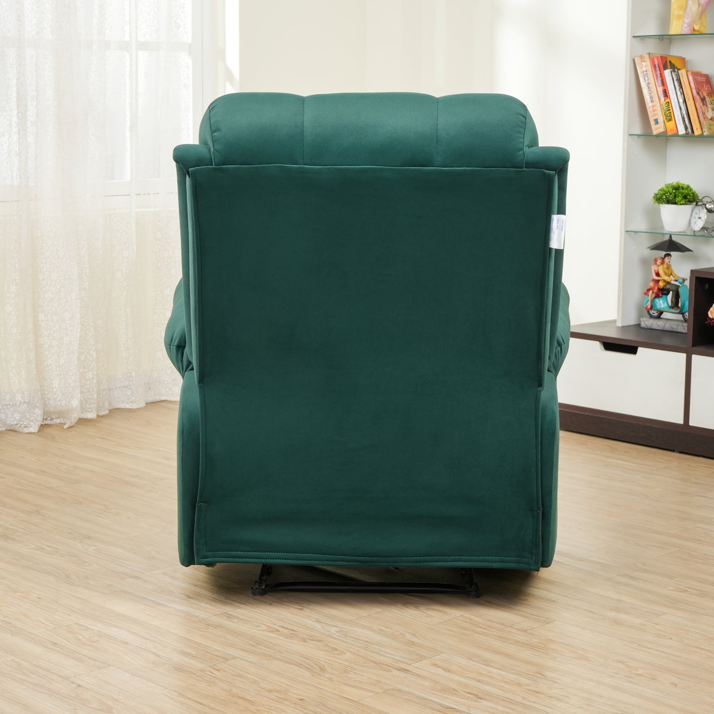 SOLIS ROYALE- THE DESIRED COMFORT Fabric Recliner 1 Seater Sofa Chair | Hush Puffy Recliner Sofa for Head Support and Leg Relaxation | Manual Recliner Lounge Chairs (1 Year Warranty, Green)