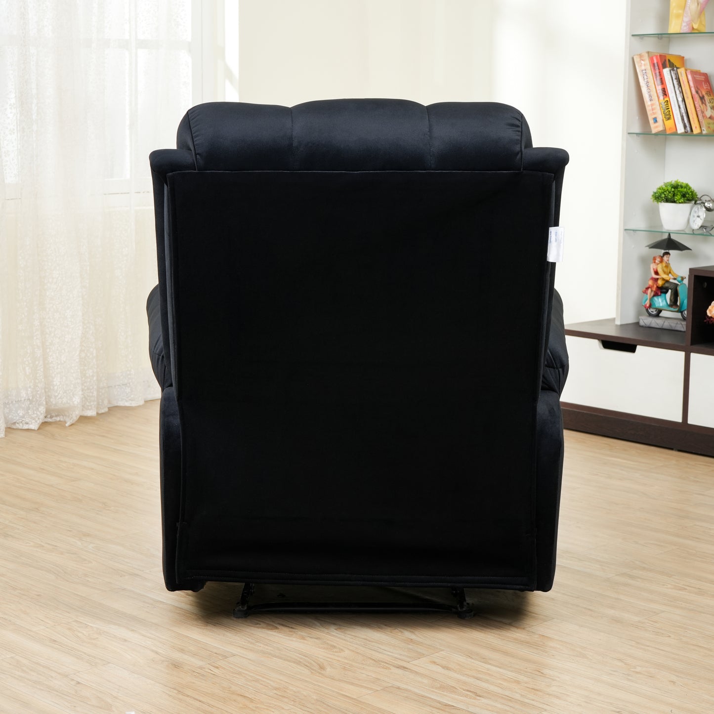 SOLIS ROYALE- THE DESIRED COMFORT Fabric Recliner 1 Seater Sofa Chair | Hush Puffy Recliner Sofa for Head Support and Leg Relaxation | Manual Recliner Lounge Chairs (1 Year Warranty, Black)