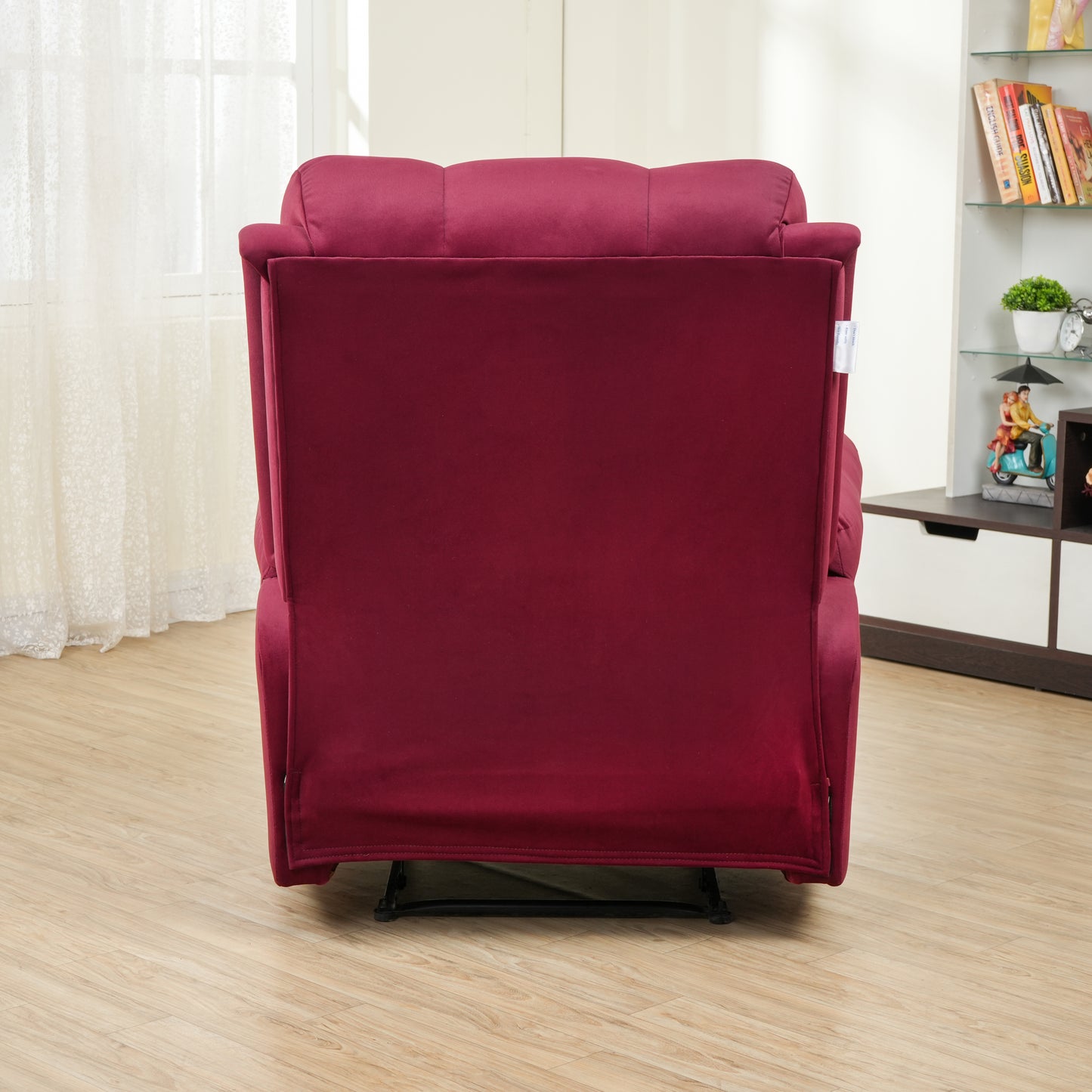 SOLIS ROYALE- THE DESIRED COMFORT Leather Recliner 1 Seater Sofa Chair | Hush Puffy Recliner Sofa for Head Support and Leg Relaxation | Motorized Recliner Lounge Chairs (1 Year Warranty, Maroon)
