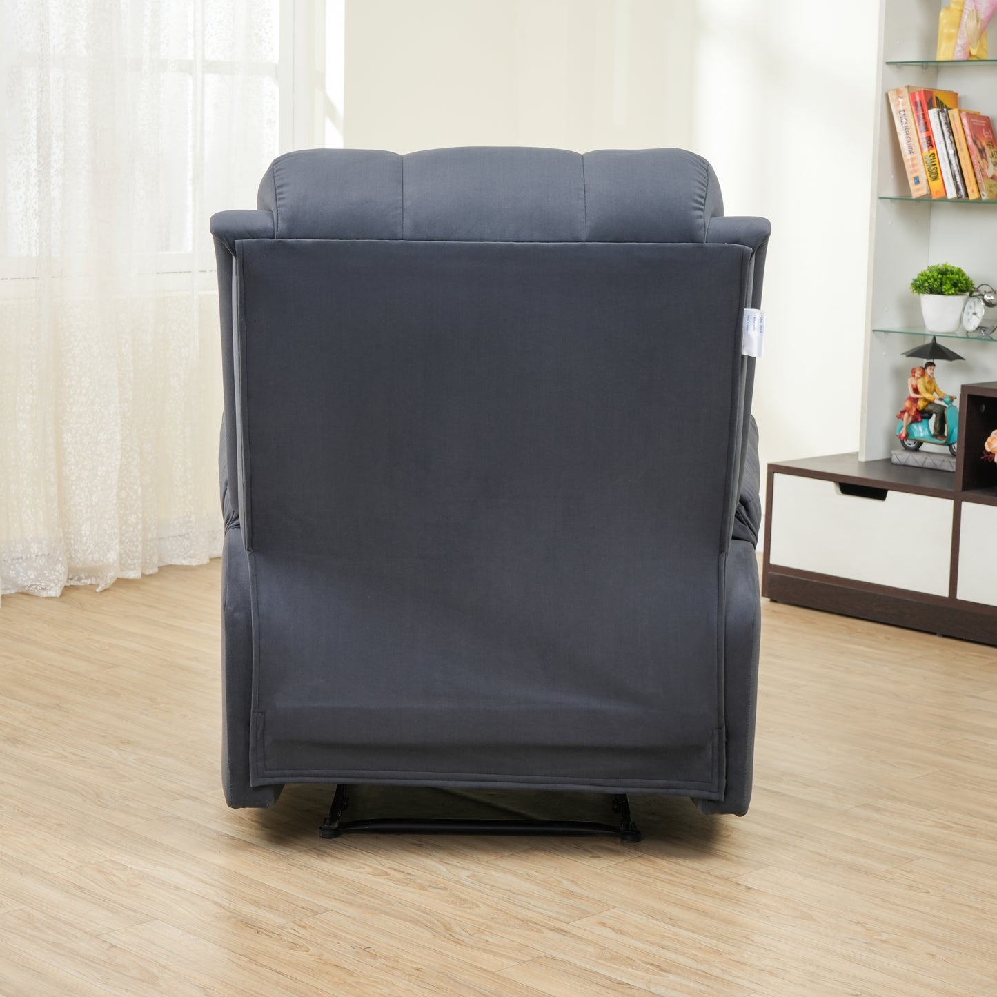 SOLIS ROYALE- THE DESIRED COMFORT Fabric Recliner 1 Seater Sofa Chair | Hush Puffy Recliner Sofa for Head Support and Leg Relaxation | Manual Recliner Lounge Chairs (1 Year Warranty, Dark Grey)
