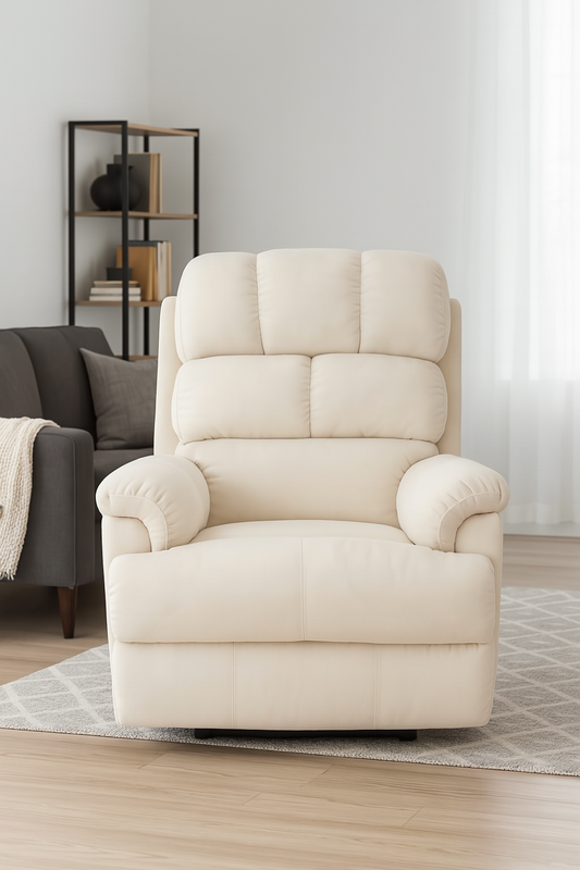 Luxenap Motorised Standard Recliner | 100% Pure Natural Latex | Unique Lumbar Design (Off White)