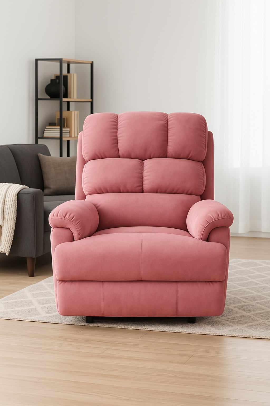 Luxenap Motorised Recliner | 100% Pure Natural Latex Seat | Unique Lumbar Design | Comfortable for Users up to 6ft (Pink)