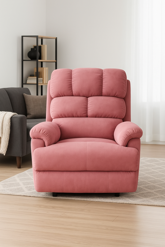 Luxenap Motorised Recliner | 100% Pure Natural Latex Seat | Unique Lumbar Design | Comfortable for Users up to 6ft (Pink)