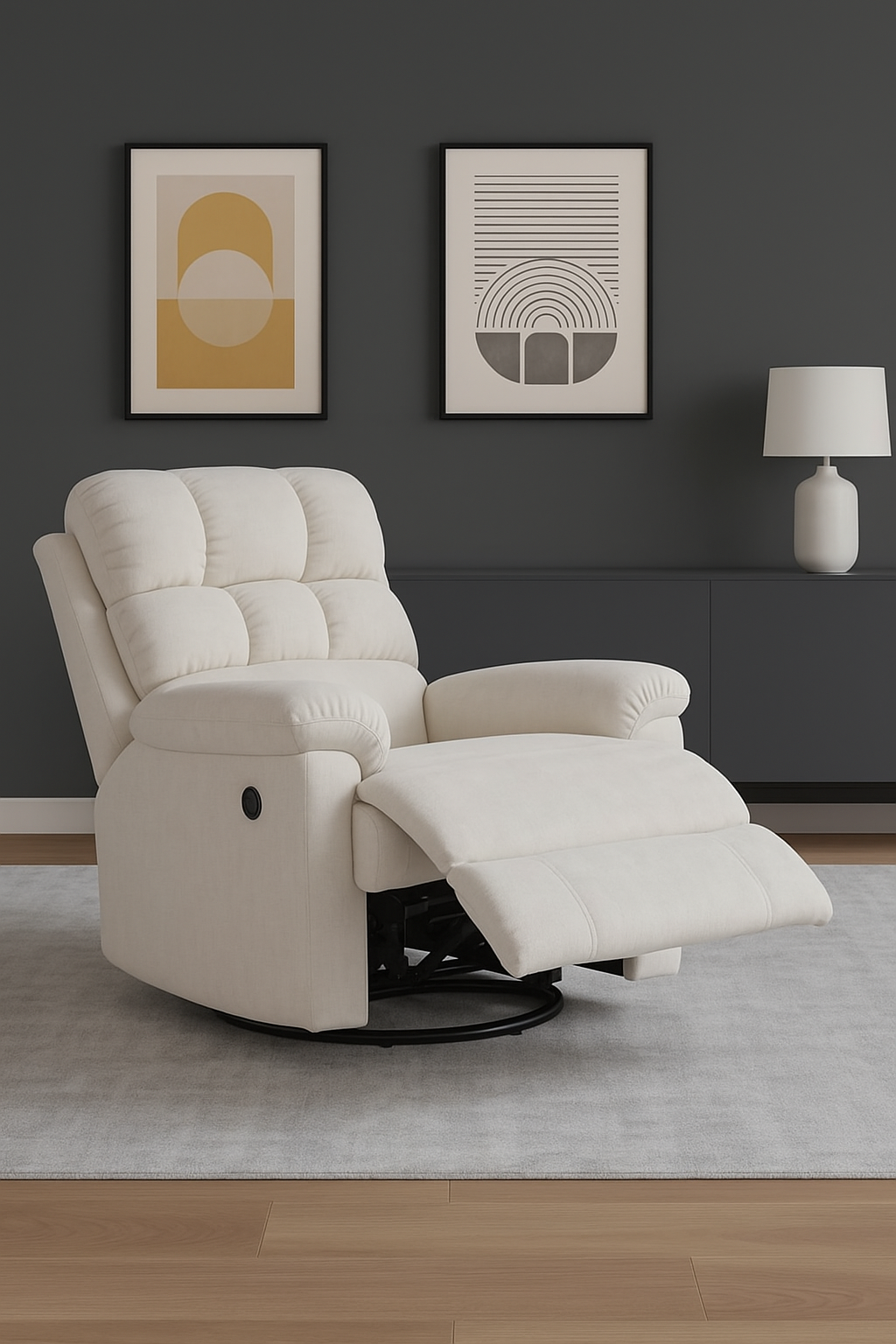 Luxenap Motorised Standard Recliner | 100% Pure Natural Latex | Unique Lumbar Design (Off White)