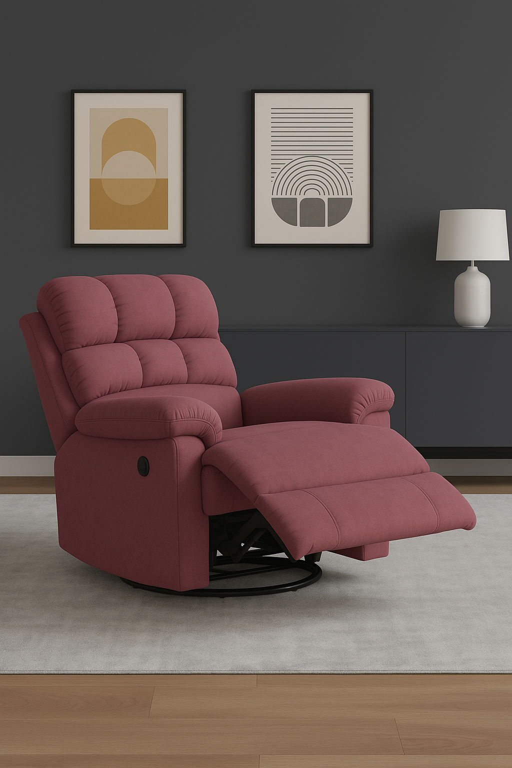 Luxenap Motorised Recliner | 100% Pure Natural Latex Seat | Unique Lumbar Design | Comfortable for Users up to 6ft (Pink)