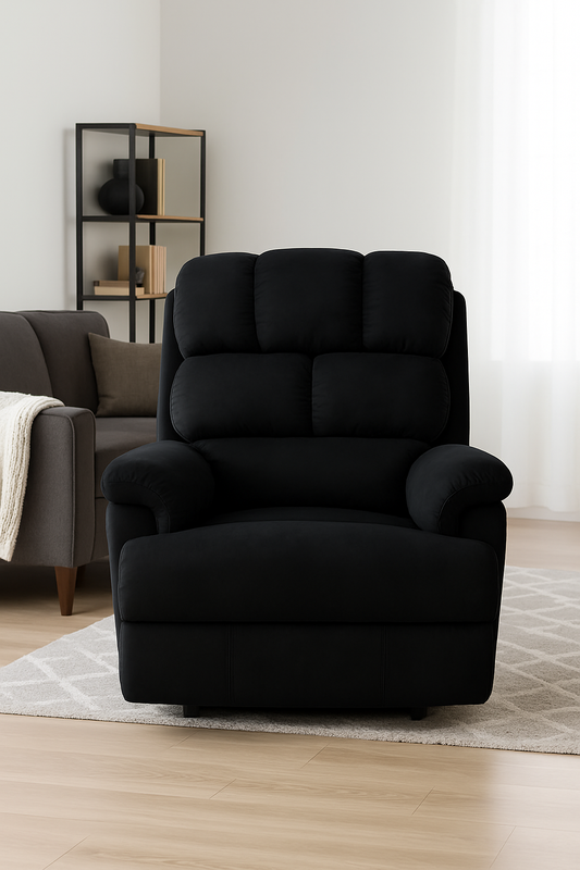 Luxenap Motorised Rocking & Revolving Recliner | 100% Pure Natural Latex | Unique Lumbar Design | Premium Upholstery (Black)