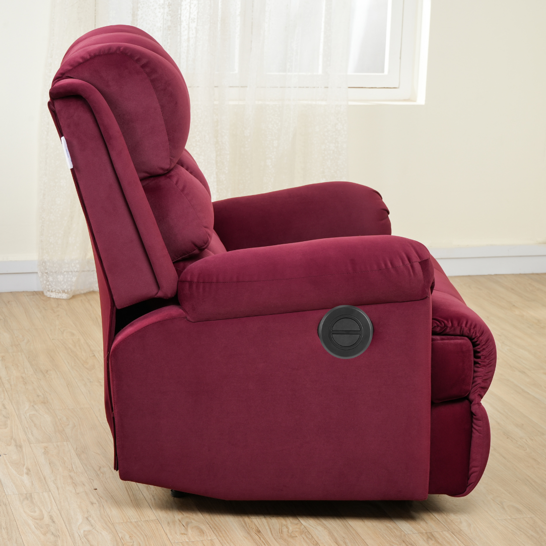 SOLIS ROYALE- THE DESIRED COMFORT Leather Recliner 1 Seater Sofa Chair | Hush Puffy Recliner Sofa for Head Support and Leg Relaxation | Motorized Recliner Lounge Chairs (1 Year Warranty, Maroon)