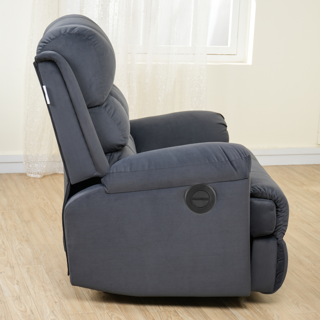 SOLIS ROYALE- THE DESIRED COMFORT Fabric Recliner 1 Seater Sofa Chair | Hush Puffy Recliner Sofa for Head Support and Leg Relaxation | Motorized Recliner Lounge Chairs (1 Year Warranty, Dark Grey)