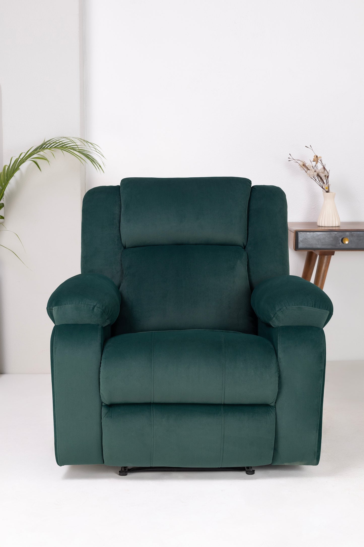 Fabric Recliner 1 Seater Sofa Chair for Living Room Home Office | Classy Calm Motorized Recliner Lounge Chairs Green)