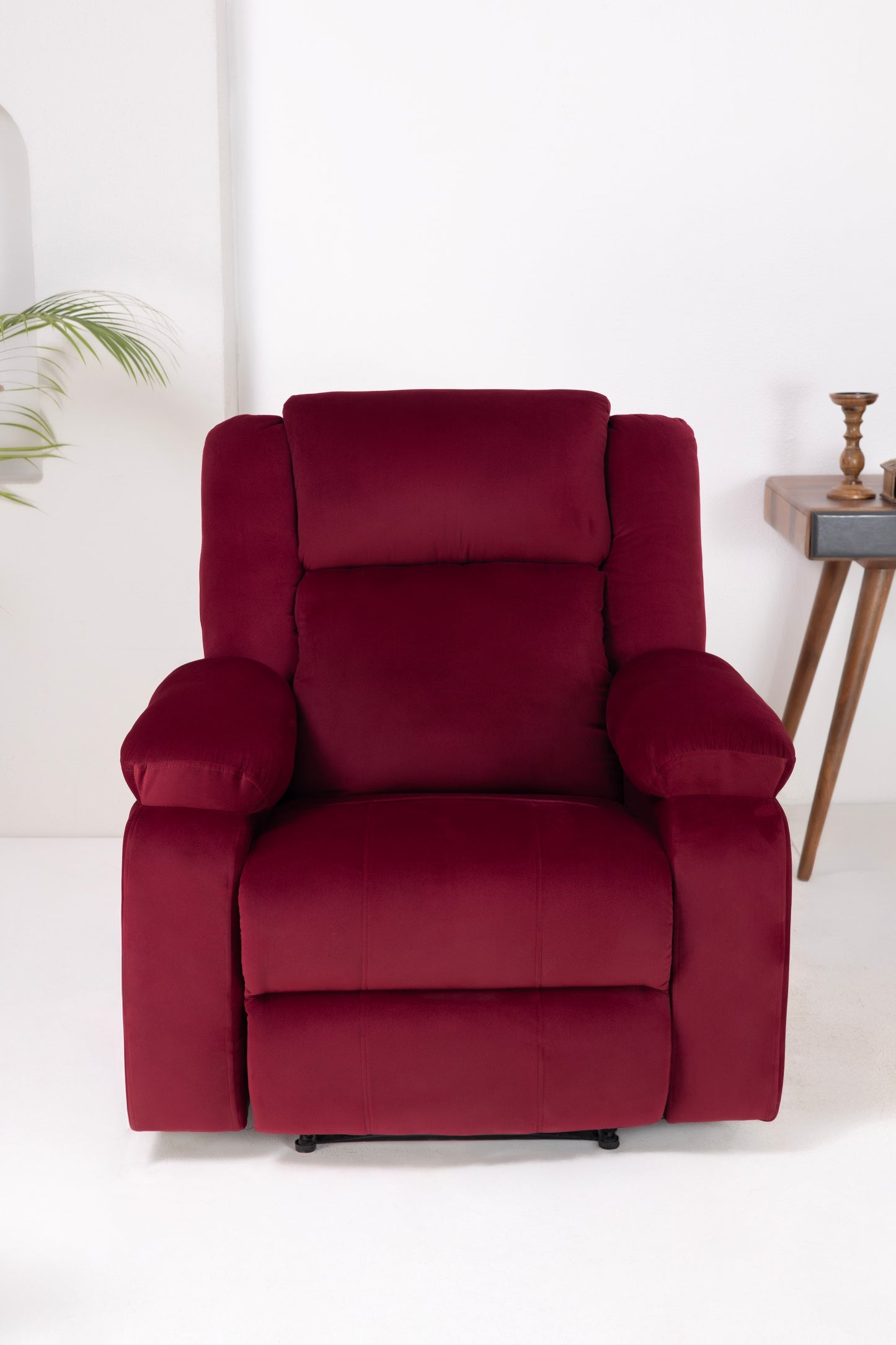 Fabric Recliner 1 Seater Sofa Chair for Living Room Home Office | Classy Calm Manual Recliner Lounge Chairs (Maroon)