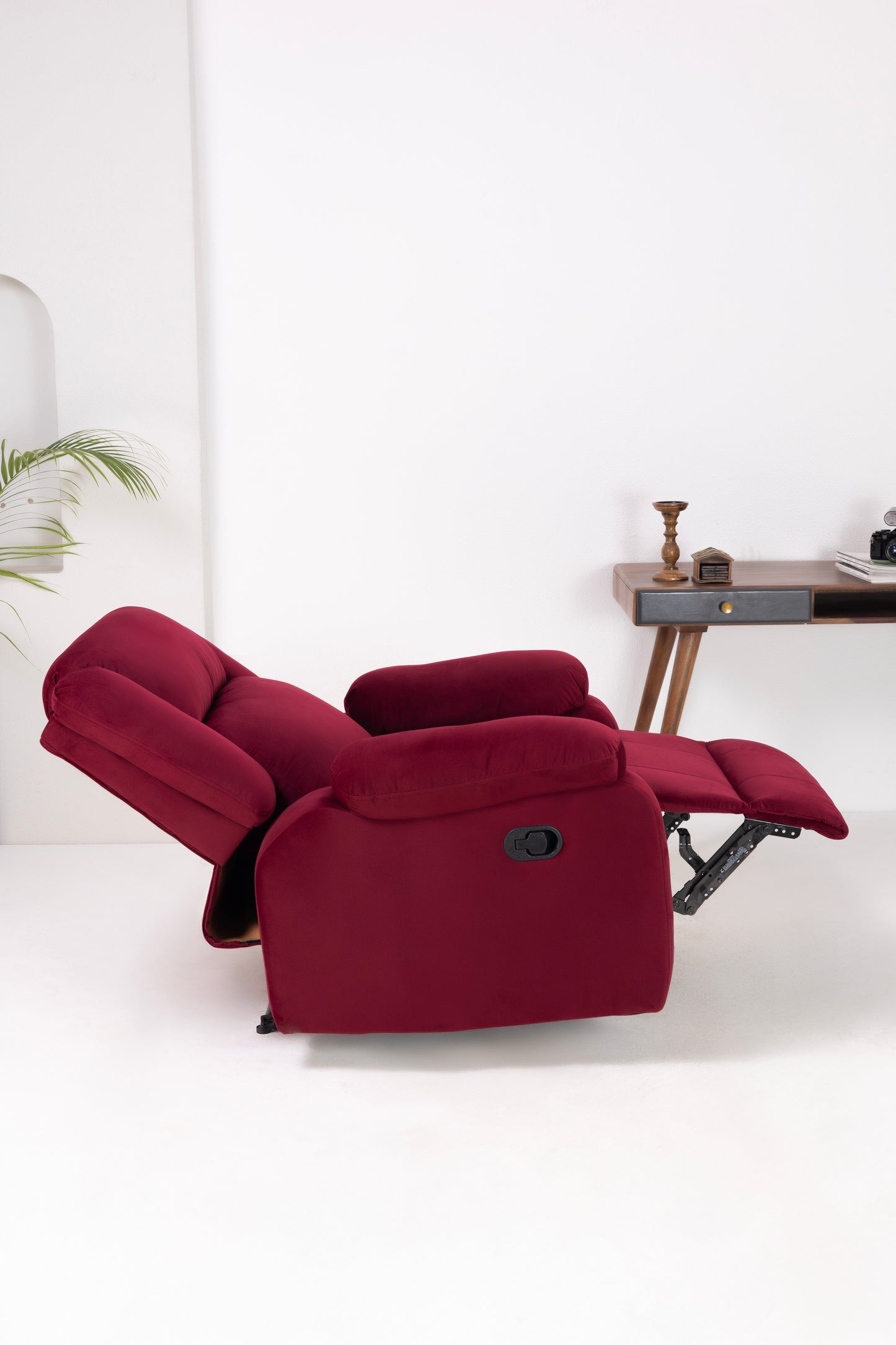 Fabric Recliner 1 Seater Sofa Chair for Living Room Home Office | Classy Calm Manual Recliner Lounge Chairs (Maroon)