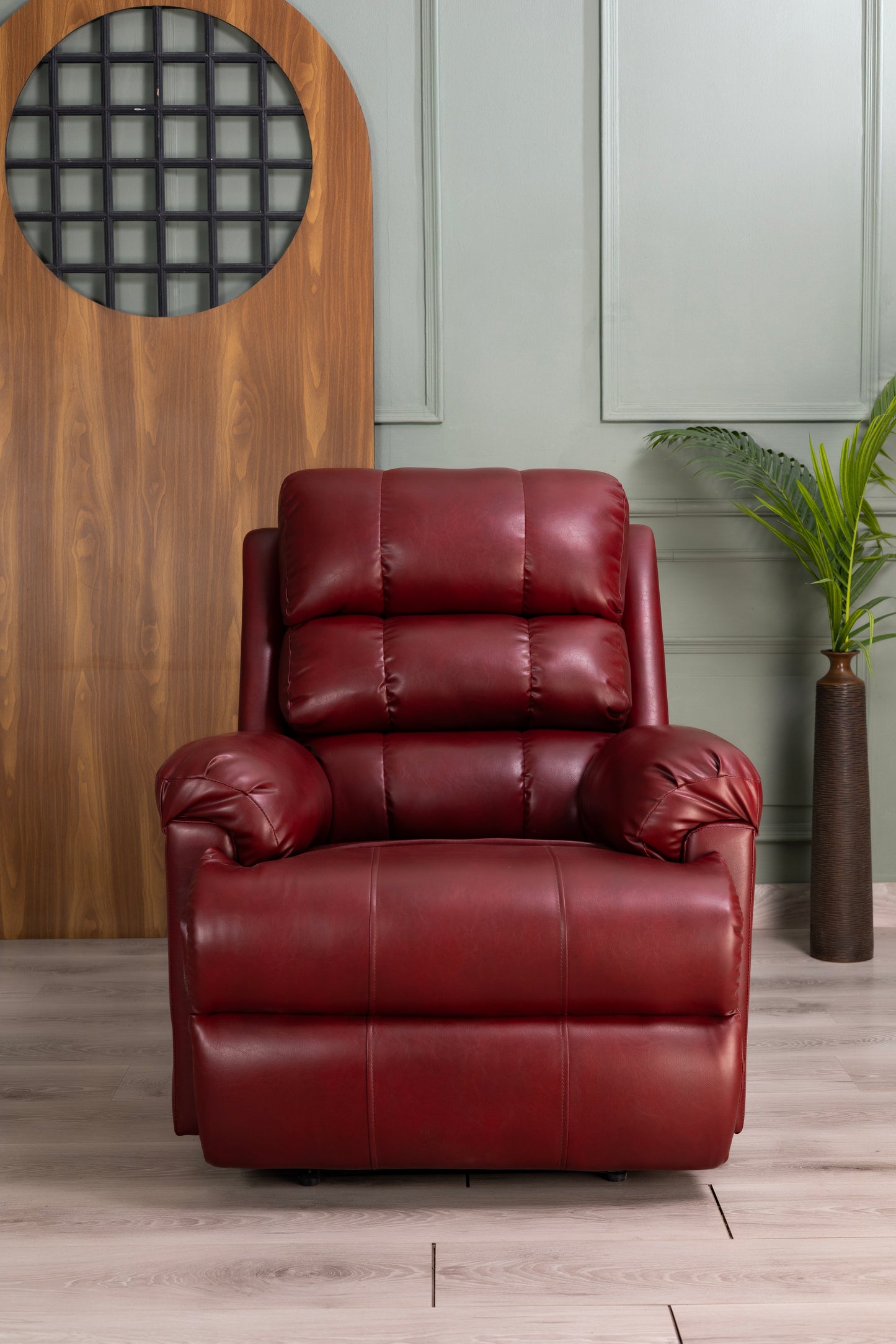 Amnet Premium Leatherette Recliner 1 Year Warranty |1 Seater Sofa Chair | Manual Recliner (Cherry,DIY)