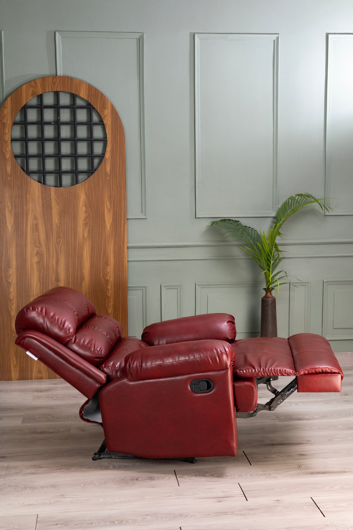Amnet Premium Leatherette Recliner 1 Year Warranty |1 Seater Sofa Chair | Manual Recliner (Cherry,DIY)