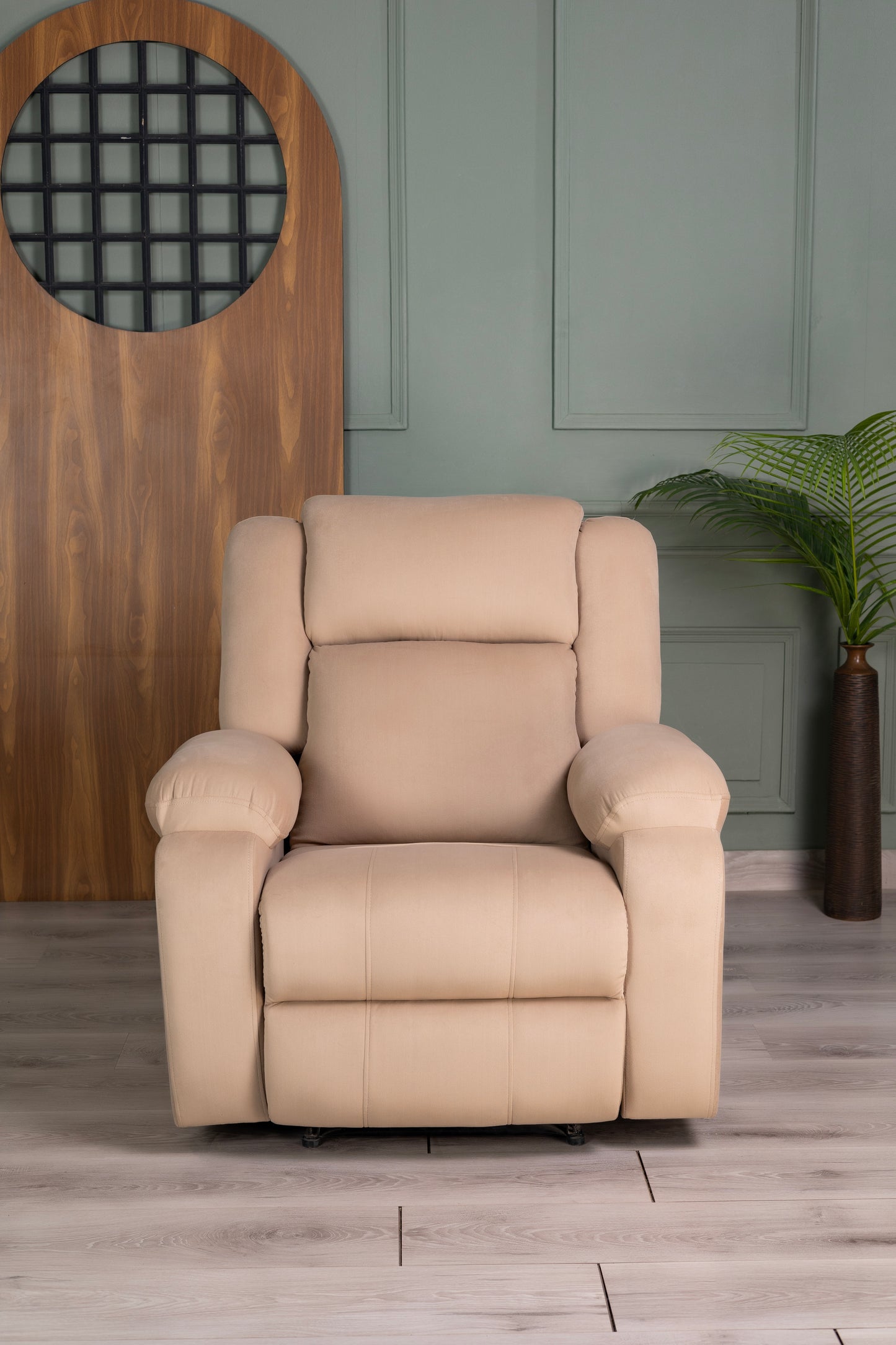 Fabric Recliner 1 Seater Sofa Chair for Living Room Home Office | Classy Calm Motorized Recliner Lounge Chairs (Beige))