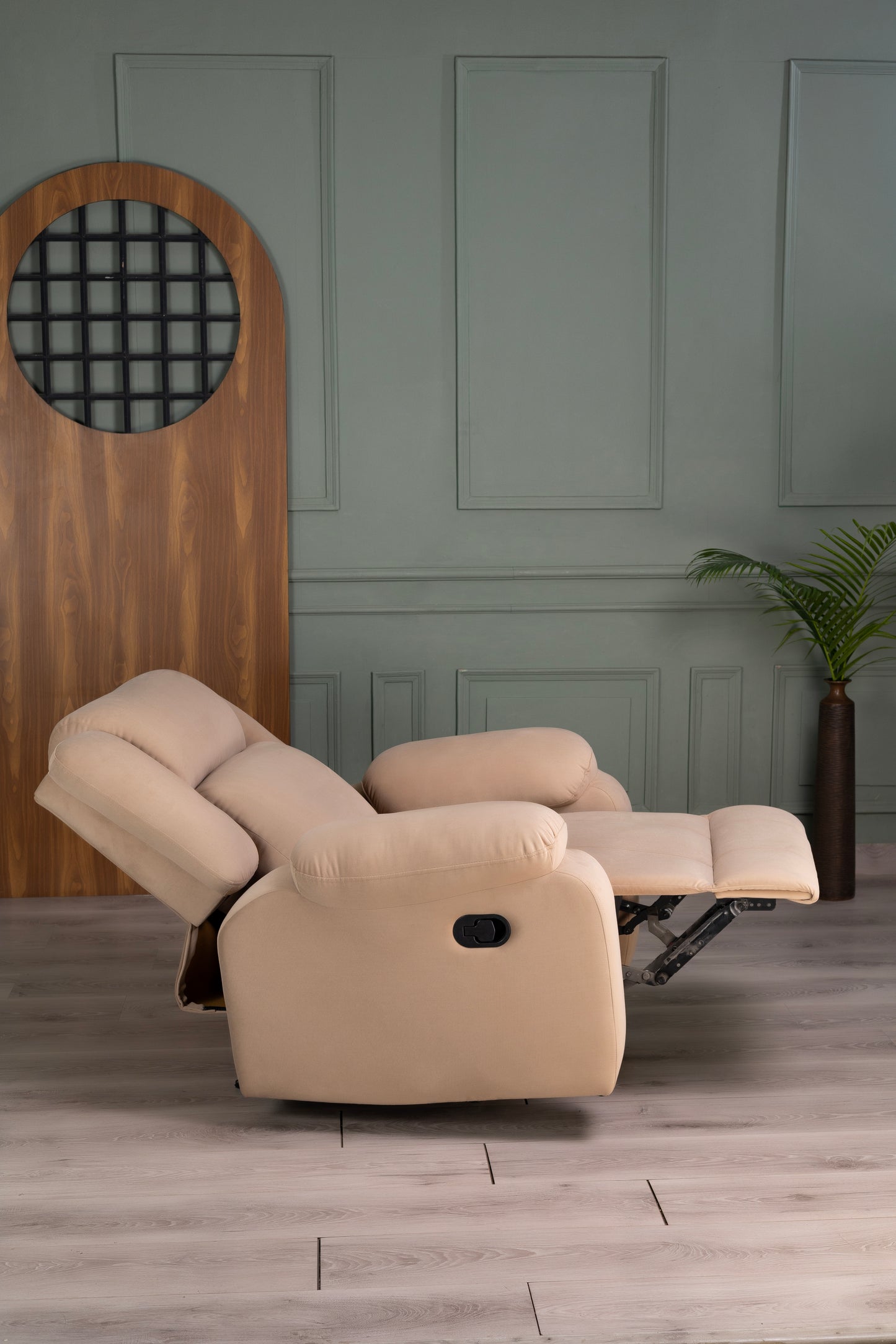 Fabric Recliner 1 Seater Sofa Chair for Living Room Home Office | Classy Calm Motorized Recliner Lounge Chairs (Beige))