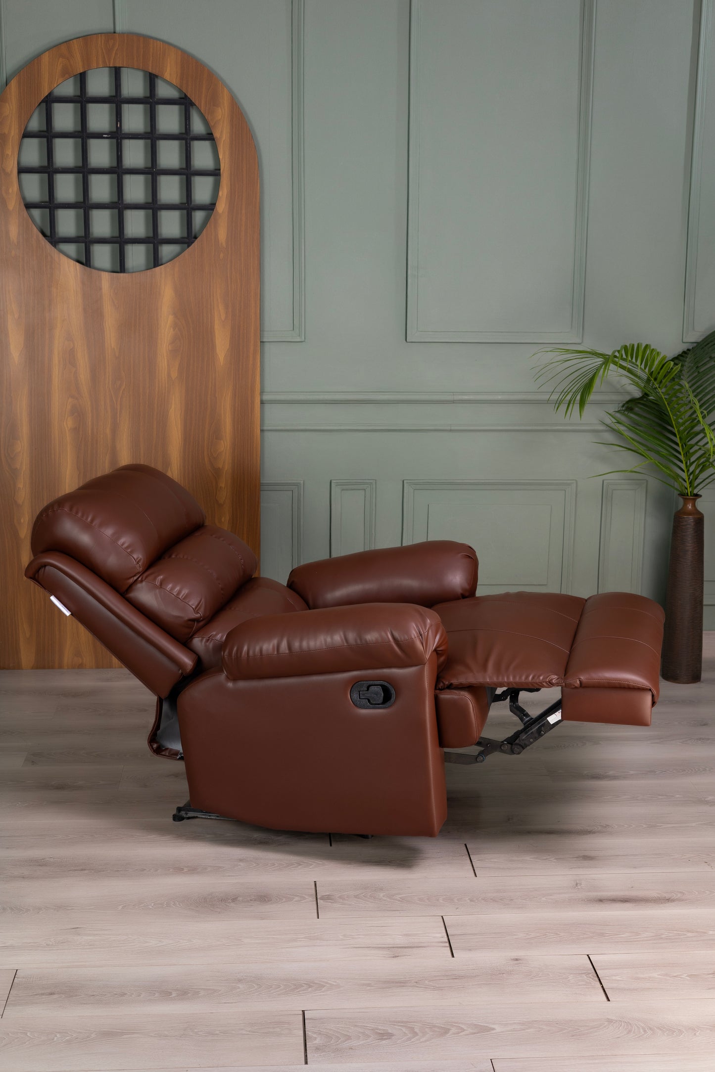Amnet Premium Leatherette Recliner | 1 Year Warranty |1 Seater Sofa Chair | Manual Recliner (Brown, DIY)