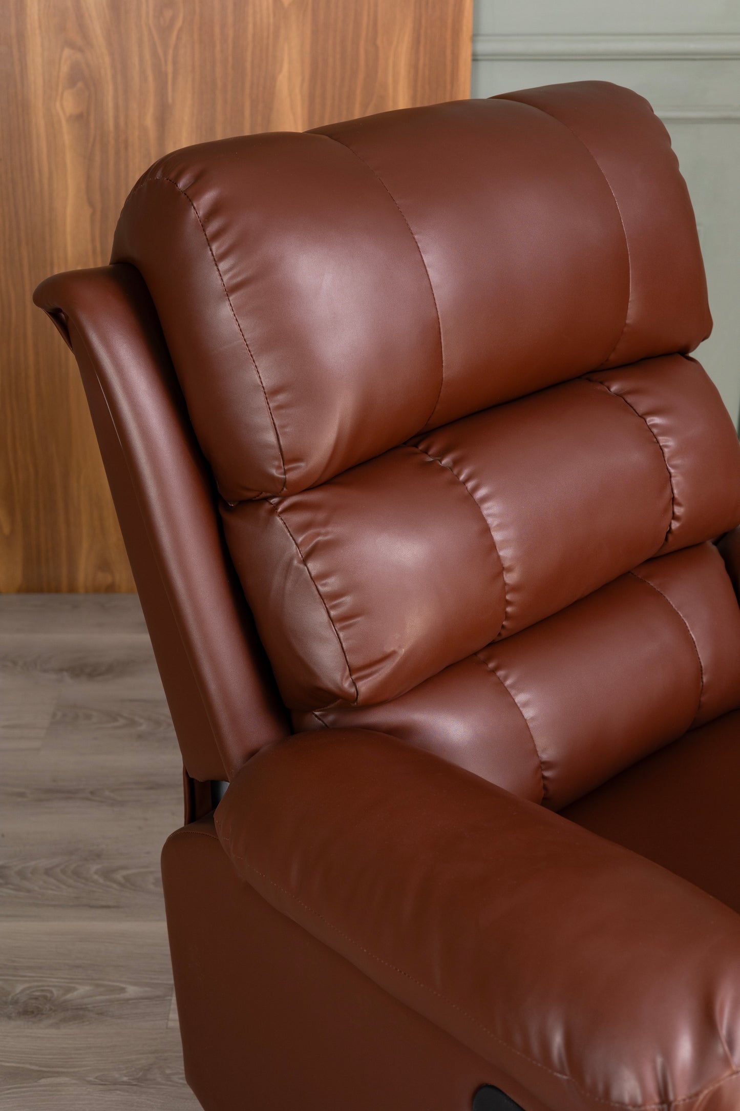 Amnet Premium Leatherette Recliner | 1 Year Warranty |1 Seater Sofa Chair | Manual Recliner (Brown, DIY)