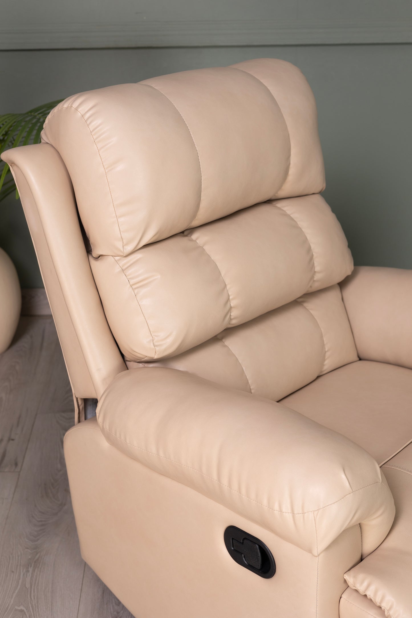 Amnet Premium Leatherette Recliner Sofa for Head Support and Leg Relaxation | Manual Recliner Lounge Chairs (1 Year Warranty, Beige)