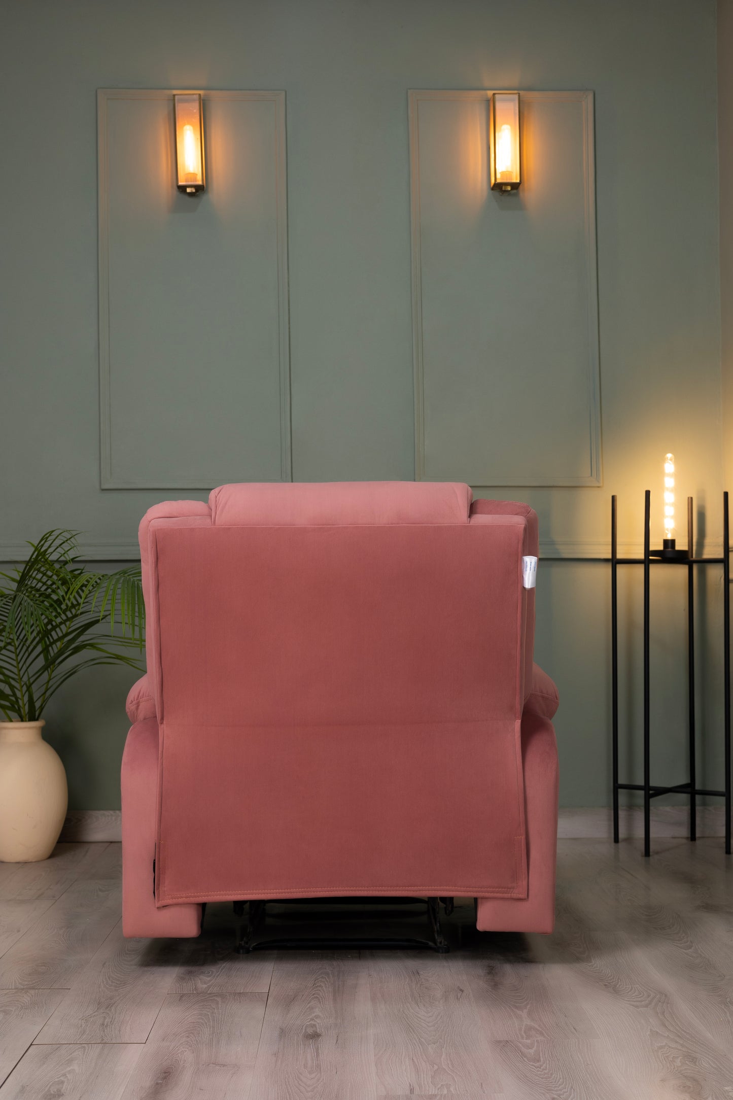 Suede Fabric Recliner 1 Seater Sofa Chair for Living Room Home Office | Classy Calm Manual Recliner Lounge Chairs (Pink)