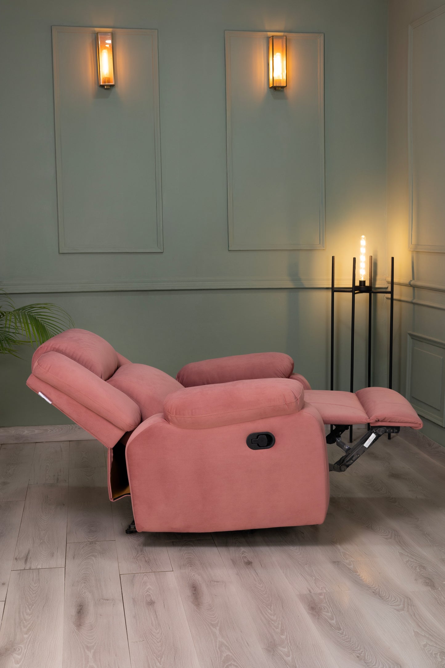 Suede Fabric Recliner 1 Seater Sofa Chair for Living Room Home Office | Classy Calm Manual Recliner Lounge Chairs (Pink)