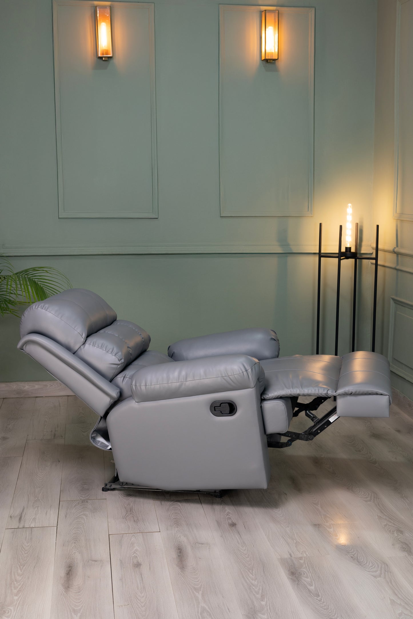 Amnet Premium Leatherette Recliner Chair 2 Year Warranty |1 Seater Sofa Chair | Manual Recliner (Grey, DIY)