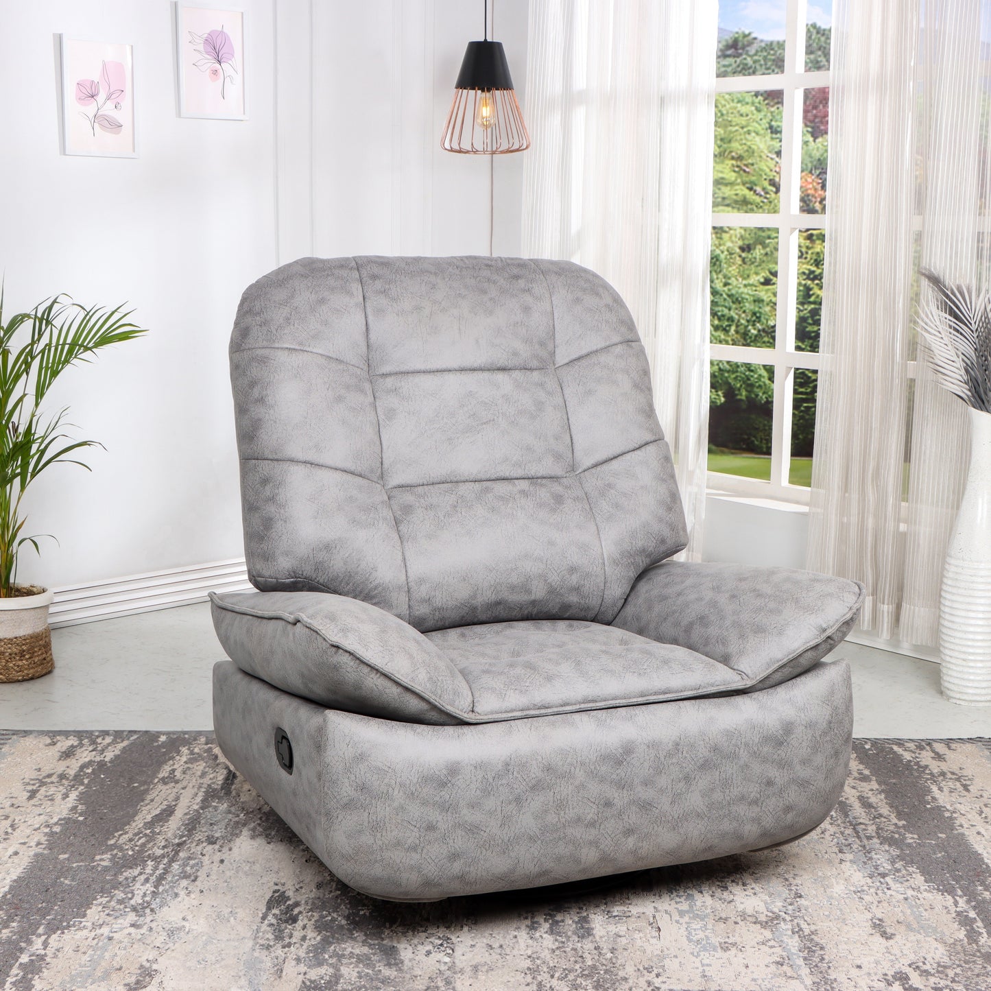 Leatherette Manual Rocker Recliner (Finish Color - Jersey Grey Rocking Chair, Pre-assembled)