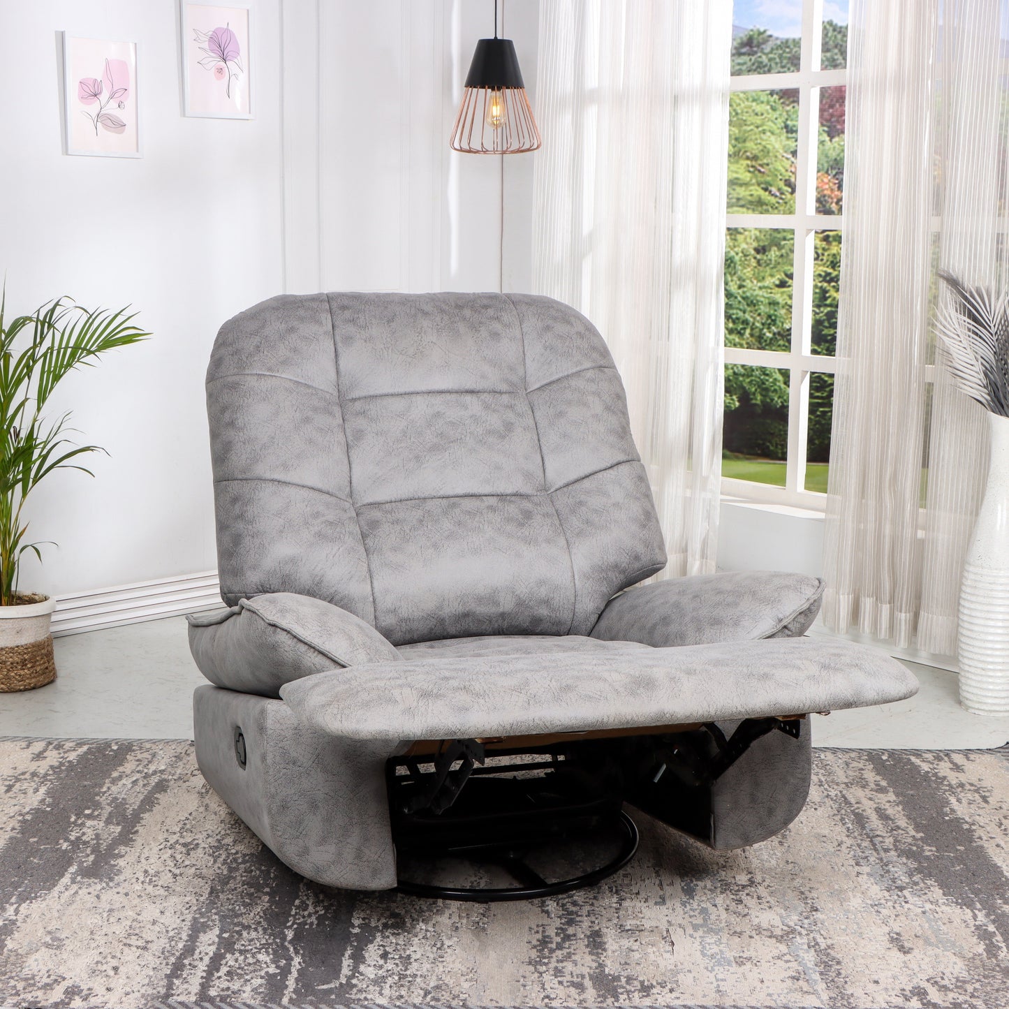 Leatherette Manual Rocker Recliner (Finish Color - Jersey Grey Rocking Chair, Pre-assembled)