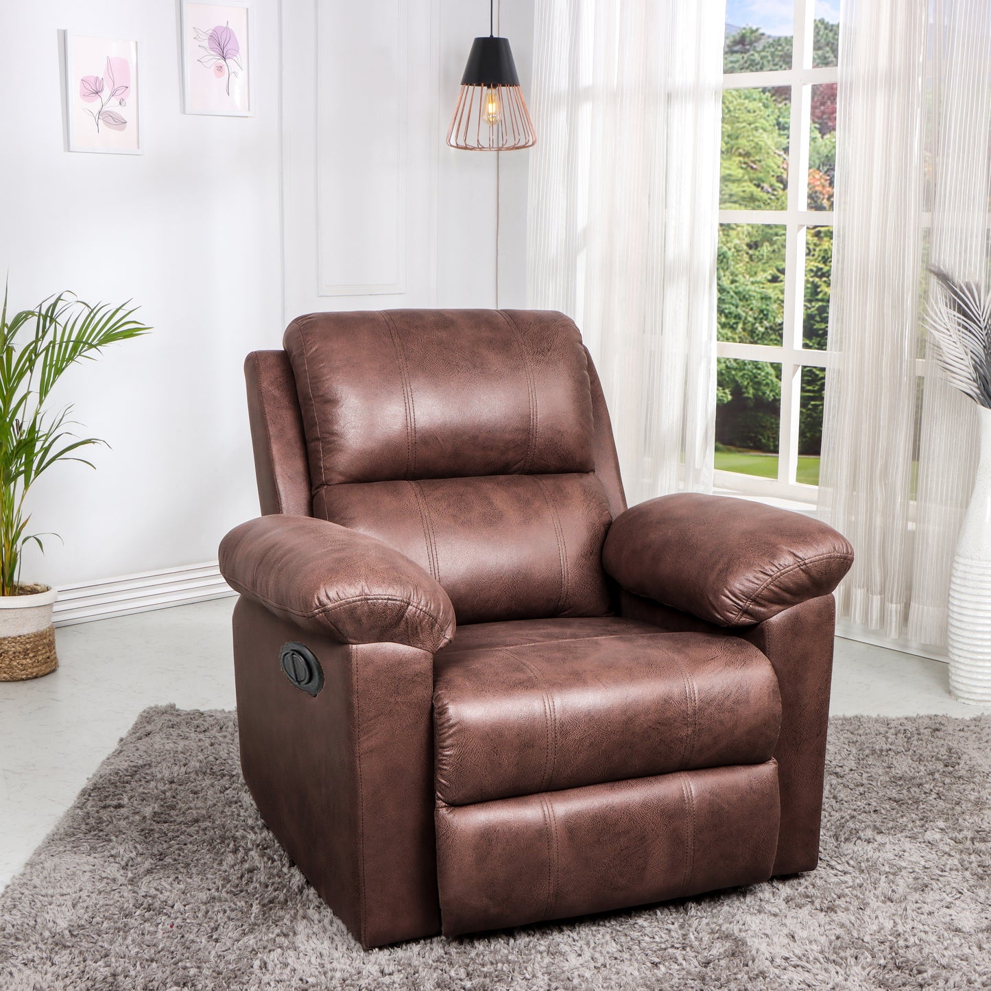 Motorized Leatherette Recliner sofa chair Snug-heaven Brown