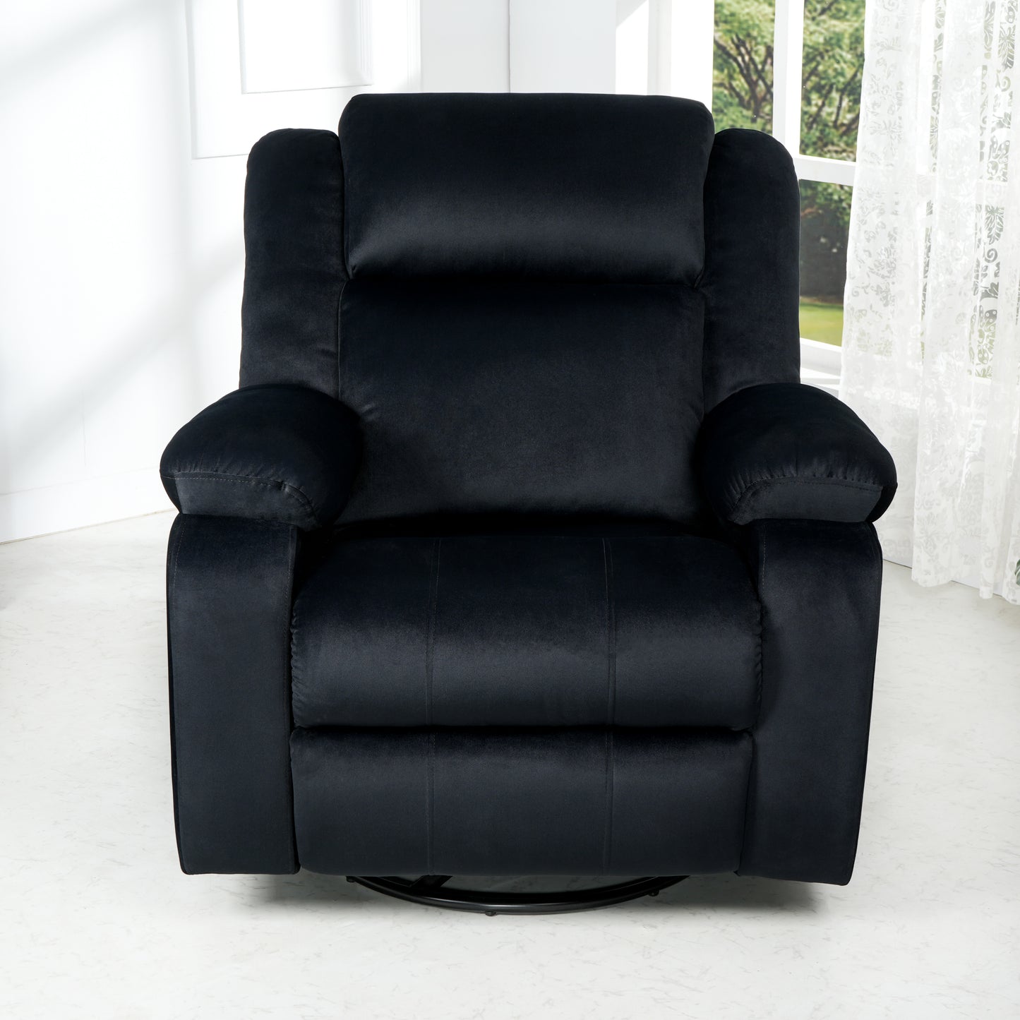 Fabric Recliner 1 Seater Sofa Chair for Living Room Home Office | Classy Calm Motorized Recliner Lounge Chairs (Black)