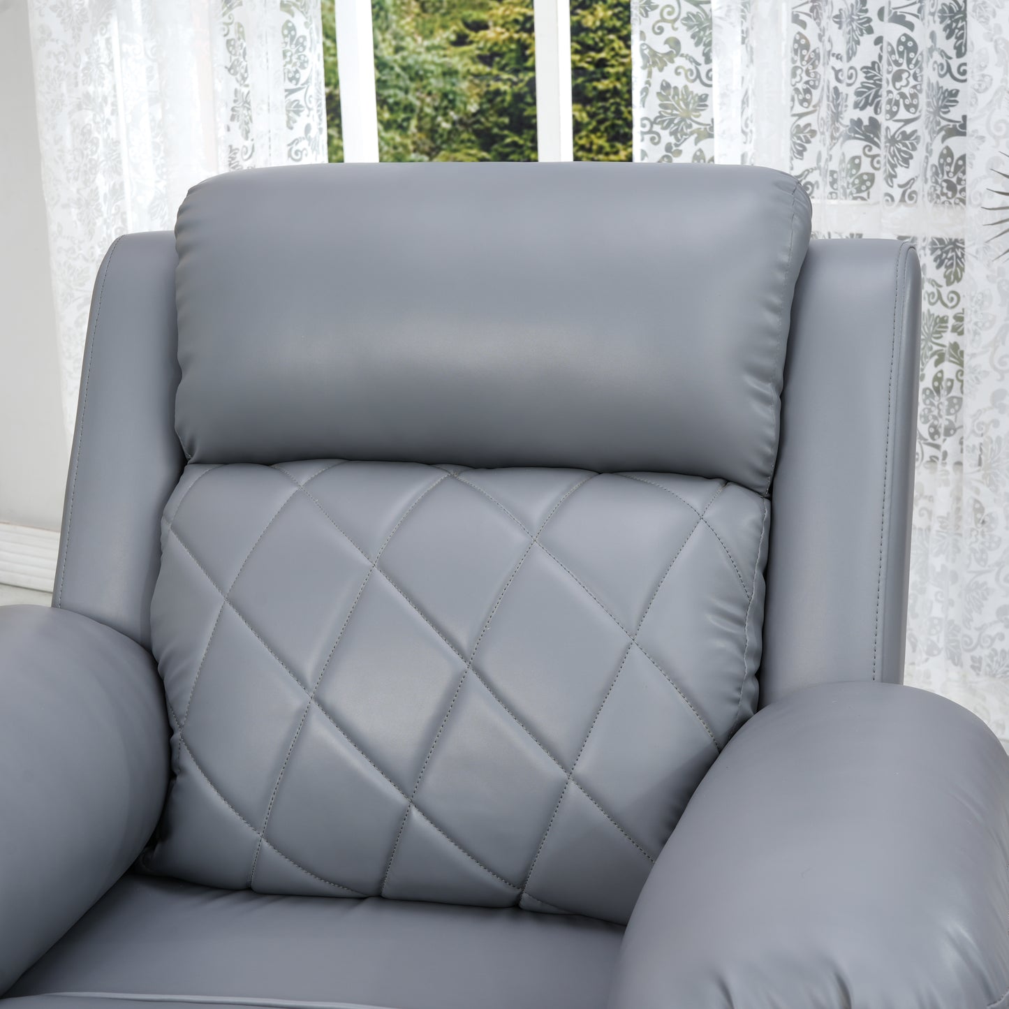 Leatherette Recliner 1 Seater Sofa Chair for Living Room Bedroom Office Relaxyard Rocking & Revolving Manual Recliner Lounge Chairs for Relaxing and Nap (1 Year Warranty, Grey)