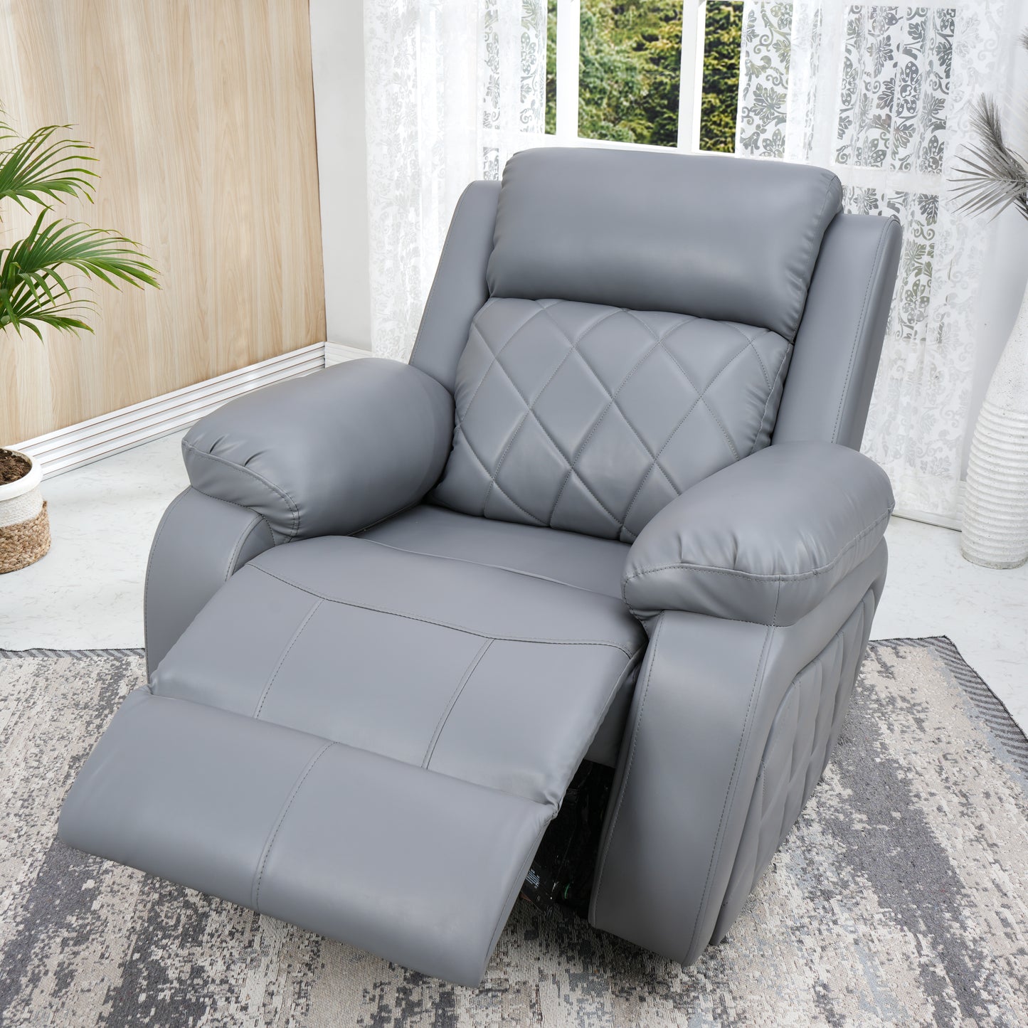 Recliner Sofa Chair | 1 Seater | 1 Year Warranty | Recliner Chair | 1 Seater Sofa Chair | Relaxyard Motorized Recliner (Leatherette, Grey DIY)